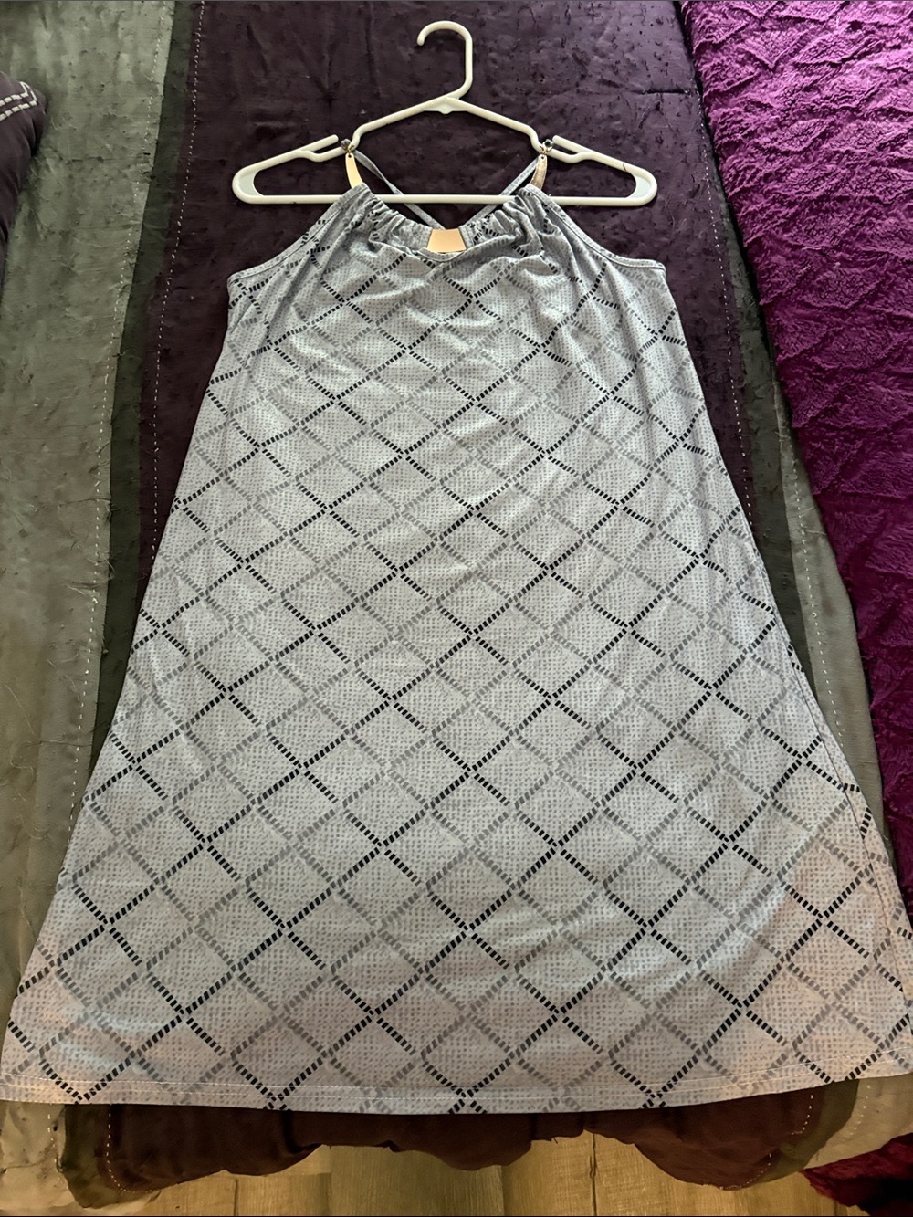 Women’s Gray Diamond-Print Sleep Chemise